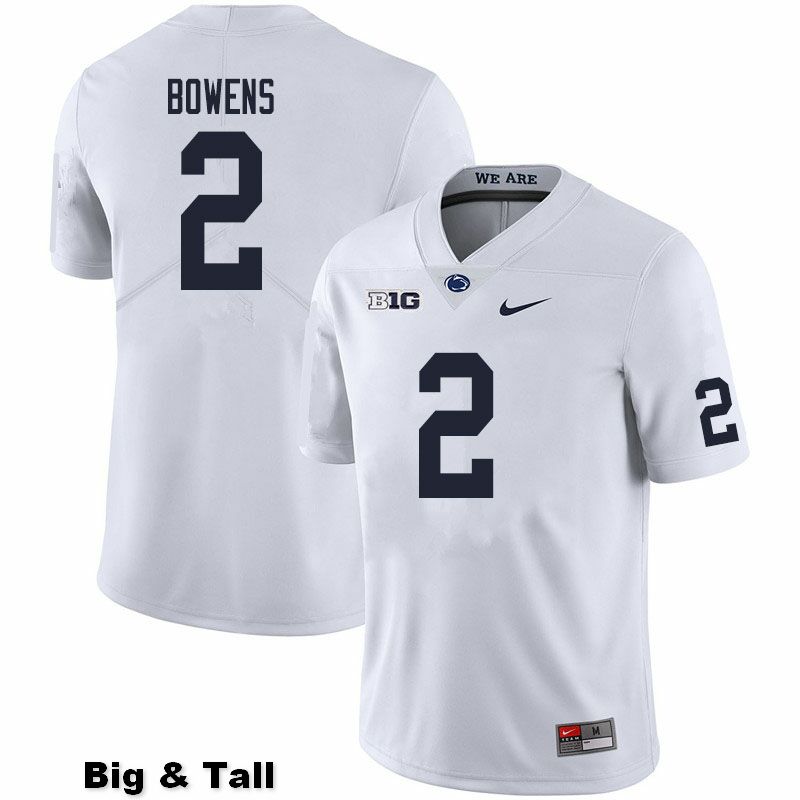 NCAA Nike Men's Penn State Nittany Lions Micah Bowens #2 College Football Authentic Big & Tall White Stitched Jersey YPF7598TP